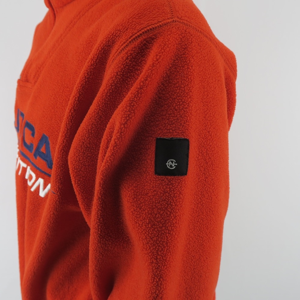 Nautica Competition 1/4 Zip Fleece Pullover Sweater Mens Small Orange - Picture 9 of 9